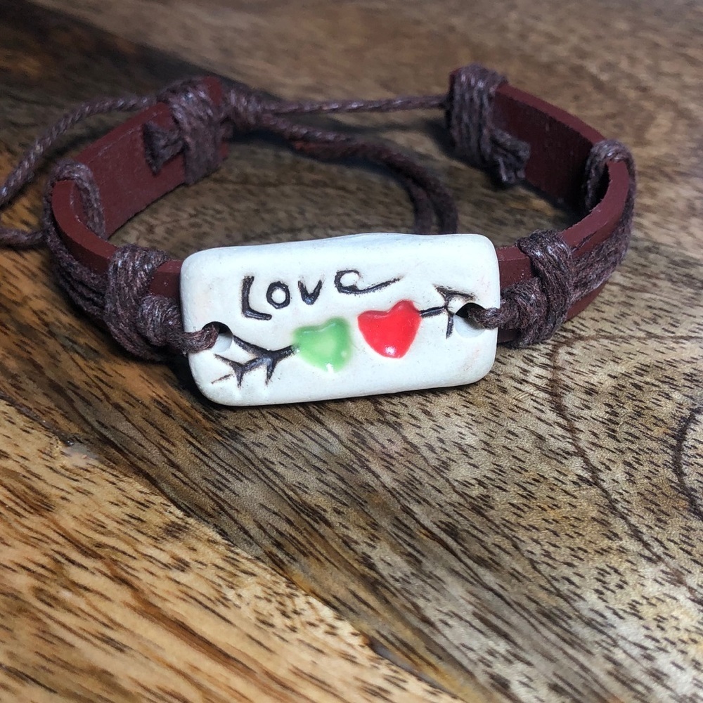 Leather LOVE Bracelet.  Love is written in stone!